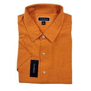 Club Room Silk Blend Textured Shirt Mens XL Desert Sunset‎ Short Sleeve $65 NEW